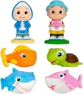 CoComelon Bath Squirter Toys 6 Pieces - Includes JJ Baby Shark Mommy Shark Turtl