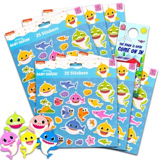 Baby Shark Stickers Party Favors Bundle - 150 Baby Shark Stickers for Kids Featu