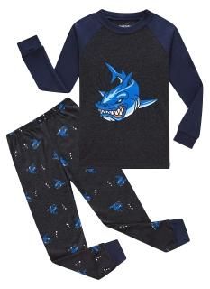 shark Little Boys Long Sleeve Pajamas Sets 100% Cotton Pyjamas Kids Pjs Size 5 G