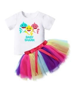 XSWLNMD Baby Birthday Outfit Toddler Girl Clothes Ruffled Baby Romper + Tutu Dre