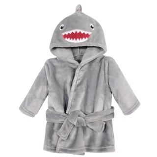 Hudson Baby Unisex Baby Plush Animal Face Bathrobe Shark 0-9 Months