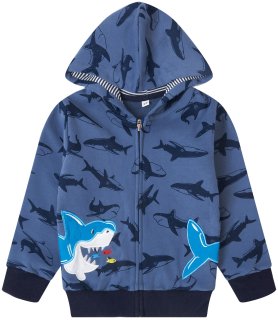 Baby Boys Zip Up Jacket Toddler Shark Hooded Sweatshirt Autumn Sweater Winter Co