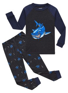 shark Little Boys Long Sleeve Pajamas Sets 100% Cotton Pyjamas Kids Pjs Size 7 G