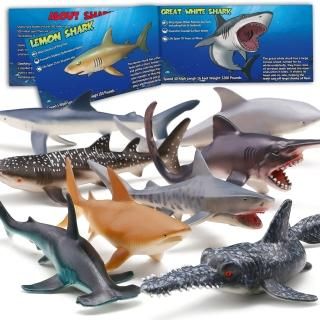 Yeonha Toys 8 Pack Shark Toys with Educational Booklet Soft Plastic Realistic Sh