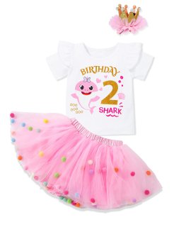 Birthday Baby Shark Clothes Toddler Girl Clothes Ruffle Baby Shark Shirt Tutu Dr