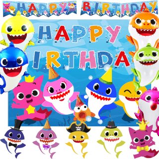 12 pcs Baby Shark Happy Birthday Party Supplies Set DOO Theme For Kids Shower an