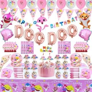 235 PCS Baby Shark Birthday Decorations for 20 Guests Pink Baby Shark Party Supp