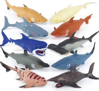 10 Pack Shark Toys8 Soft and Stretchy Realistic Shark Toy SetFloating Bathtub To