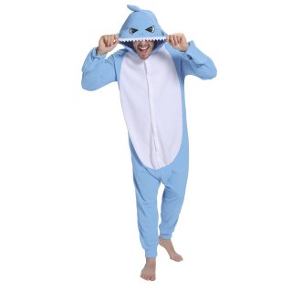 Focupaja Shark Pajamas Adult Animal Cosplay Costume Shark One Piece Pajamas Cart