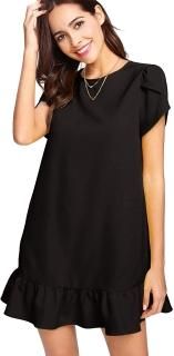 HongyuAmy Women's Summer Casual Dresses Ruffle Hem Petal Short Sleeve Loose Swin