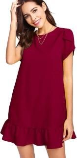 HongyuAmy Women's Summer Casual Dresses Ruffle Hem Petal Short Sleeve Loose Swin