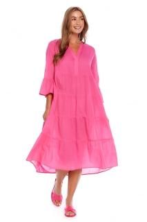 Mud Pie Womens Portland Midi Dress with 3/4 Sleeves Pink Small