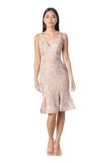 Dress the Population Women's Isabelle V-Neck Neckline Bodycon Silhouette with a 