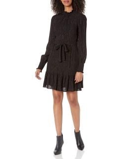 Tommy Hilfiger Women's Fit and Flare Dress Black/Gold 12
