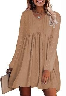 KIRUNDO Fall 2022 Women's Dresses Long Sleeve Short Mini Dress V Neck Flowy Casu