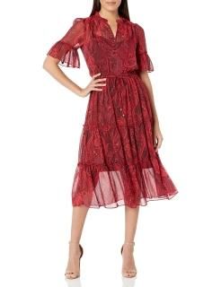 Tommy Hilfiger Women's Midi Dress Cabernet Multi 4