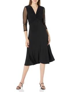 Anne Klein Women's Knot Front Midi Dress Anne Black S