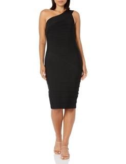 Dress the Population womens Vera Asymmetrical Neckline Cross Bandge Above Knee B