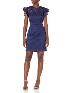Trina Trina Turk Women's Lace Cocktail Dress Navy 8