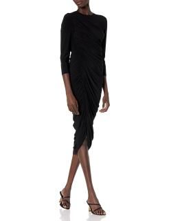 Norma Kamali womens Long Sleeve Diana Gown Cocktail Dress Black Large US