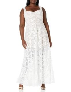 Dress the Population Women's Anabel Sweetheart Bustier Maxi Dress Off White X-La