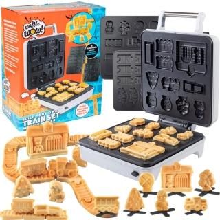 Train Set Waffle Maker - Build Waffle or Pancake Shaped Tracks Cargo Cars Signs 