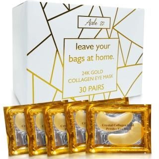 30 Pairs of Gold Under Eye Patches - 24K Gold Eye Mask for Sensitive Skin - Coll