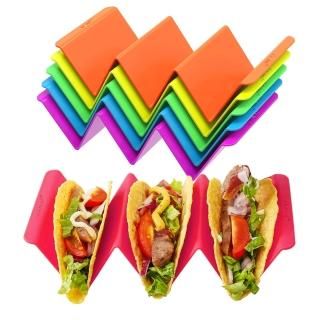 Colorful Taco Holder Stands Set of 6 - Premium Large Taco Tray Plates Holds Up t