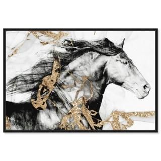 Animals Wall Art Canvas Prints 'Gold Beauty' Farm Animals 54x36 Gold White