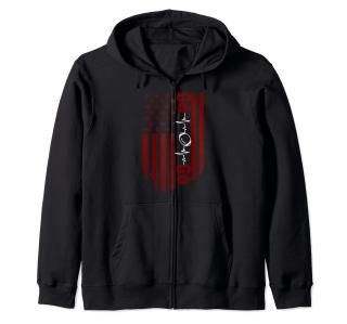Funny Love Football Distressed American Matching Football Zip Hoodie