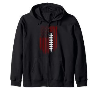 Funny Love Football Distressed American Matching Football Zip Hoodie