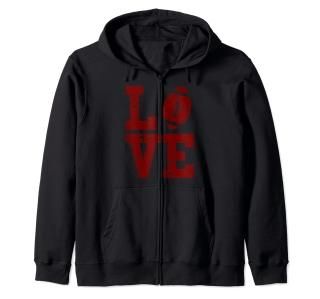 Funny Love Football Distressed Cute Matching Football Zip Hoodie