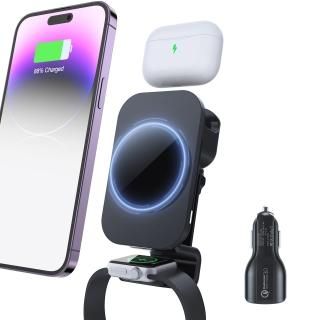 3 in 1 Magnetic Wireless Car Charger Car Charger Mount for iPhone/Apple Watch/Ai