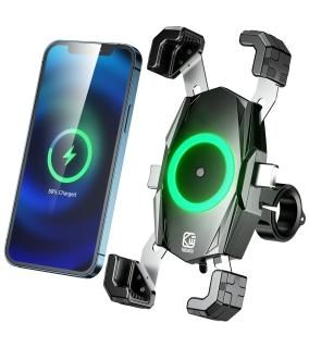KEWIG Motorcycle Phone Mount with Qi 15W Wireless Charger & USB C 20W Fast Charg