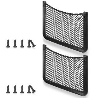 2 Pieces Large ABS Plastic Frame Car Storage Net Bag Phone Car Mesh Net Holder R