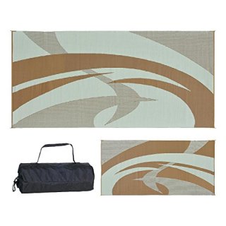 Stylish Camping - 159187 -Outdoor Patio/RV Camping Mat - Swirl Brown/Beige 9-Fee
