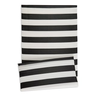 DII Outdoor Rug Collection Reversible Woven Stripe 5x8-Feet Black & White