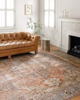 Loloi II Loren Collection LQ-15 Terracotta / Sky Traditional 7'-6 x 9'-6 Area Ru