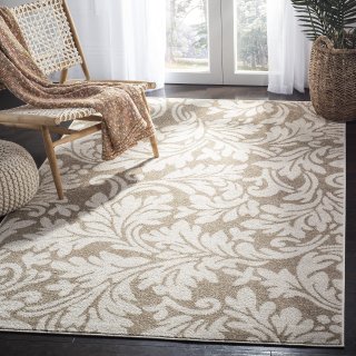 SAFAVIEH Amherst Collection 10' x 14' Wheat / Beige AMT425S Floral Non-Shedding 