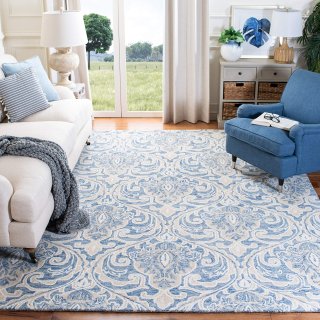 SAFAVIEH Micro-Loop Collection 9' x 12' Blue/Ivory MLP532M Handmade Premium Wool