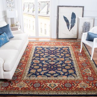 SAFAVIEH Royalty Collection 8' x 10' Navy / Rust ROY257A Handmade Traditional Or