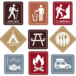 Camping Themed Party Decorations 10 - 11.8 Inch Laminated Camping Sign Cutouts C