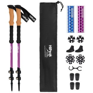 Hiipeak Lightweight Trekking Poles - 1 Pair Adjustable Hiking Sticks- Foldable C