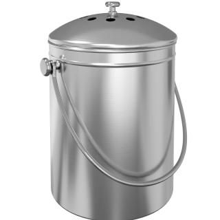 Premium Quality Stainless Steel Compost Bin 1.3 Gallon Includes Charcoal Filter 