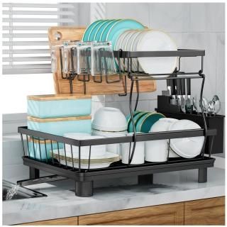 7 code Large Dish Drying Rack2-Tier Dish Racks for Kitchen CounterDetachable Lar