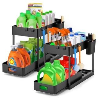 Ravinte?2?Pack?Pull?Out?Under?Sink?Organizer?2?Tier?Multi?Purpose?Sink?Organizer