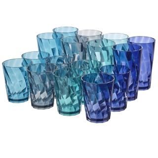 US Acrylic Optix 16-piece Plastic Stackable Tumblers in 4 Coastal Colors  8 each