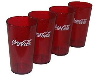 Coca Cola Logo Ruby Red Plastic Tumblers Set of 4 - 16oz Coke by Carlisle
