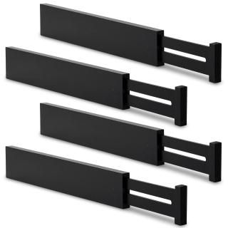 Utoplike 4 pcs Bamboo Kitchen Drawer Dividers16.53-21.6INAdjustable Black Drawer