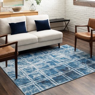 Mohawk Home Double Squares Navy 9' x 12' Area Rug